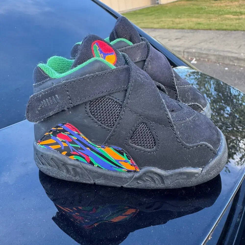 Jordan 8 Retro TD Air Raid Toddler Shoes Size 4C 305360-005 Black